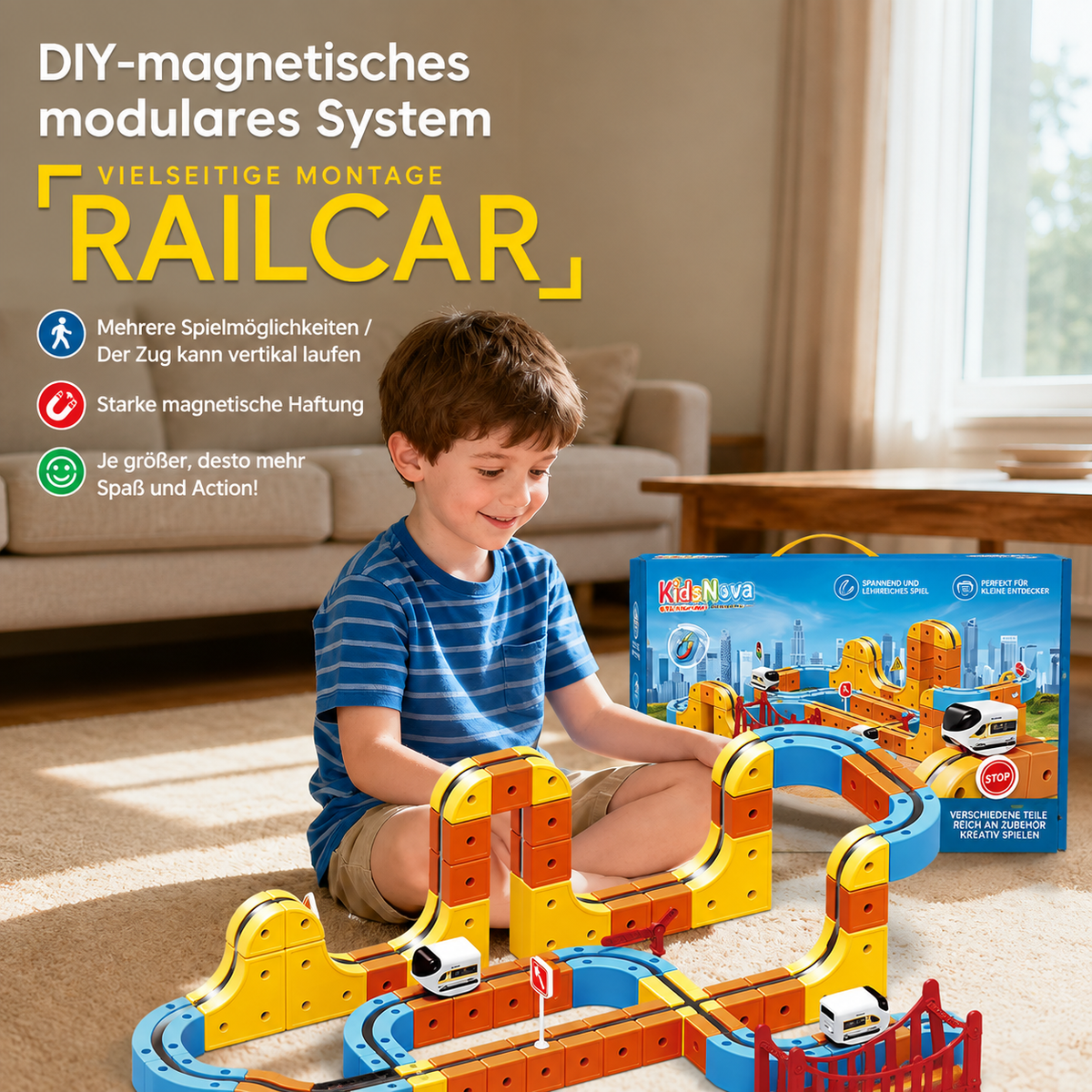Magnetisches 3D-Zugstrecken-Bauset