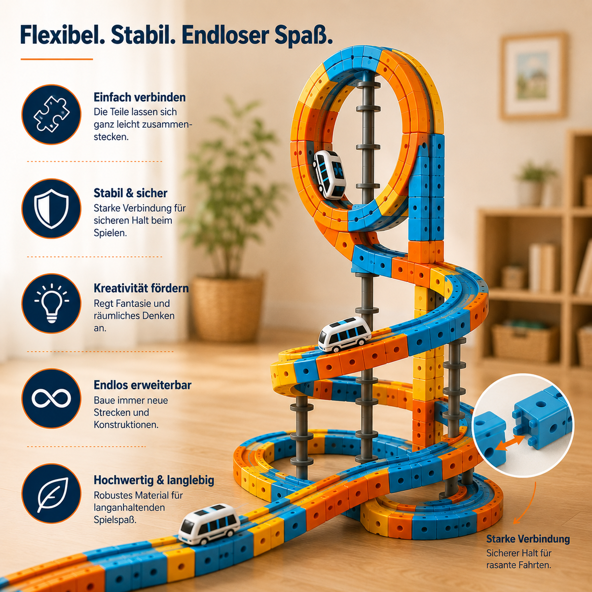 Magnetisches 3D-Zugstrecken-Bauset